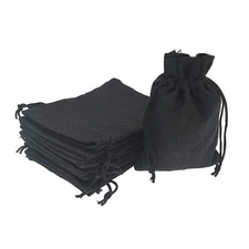 20Pcs Black Burlap Bags 5x7 inch, Drawstring Linen Gift Bags Small Jewelry Ju...