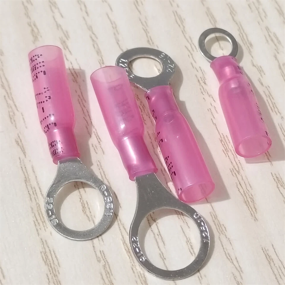 50-300X Red Heat Shrink Ring Terminals Wire Crimp Connectors #10 1/4"5/16" 3/8" - Image 2 of 4