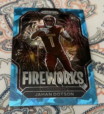 2022 Jahan Dotson Panini Prizm Rookie RC Fireworks Blue Cracked Ice #'d/99 #F-23