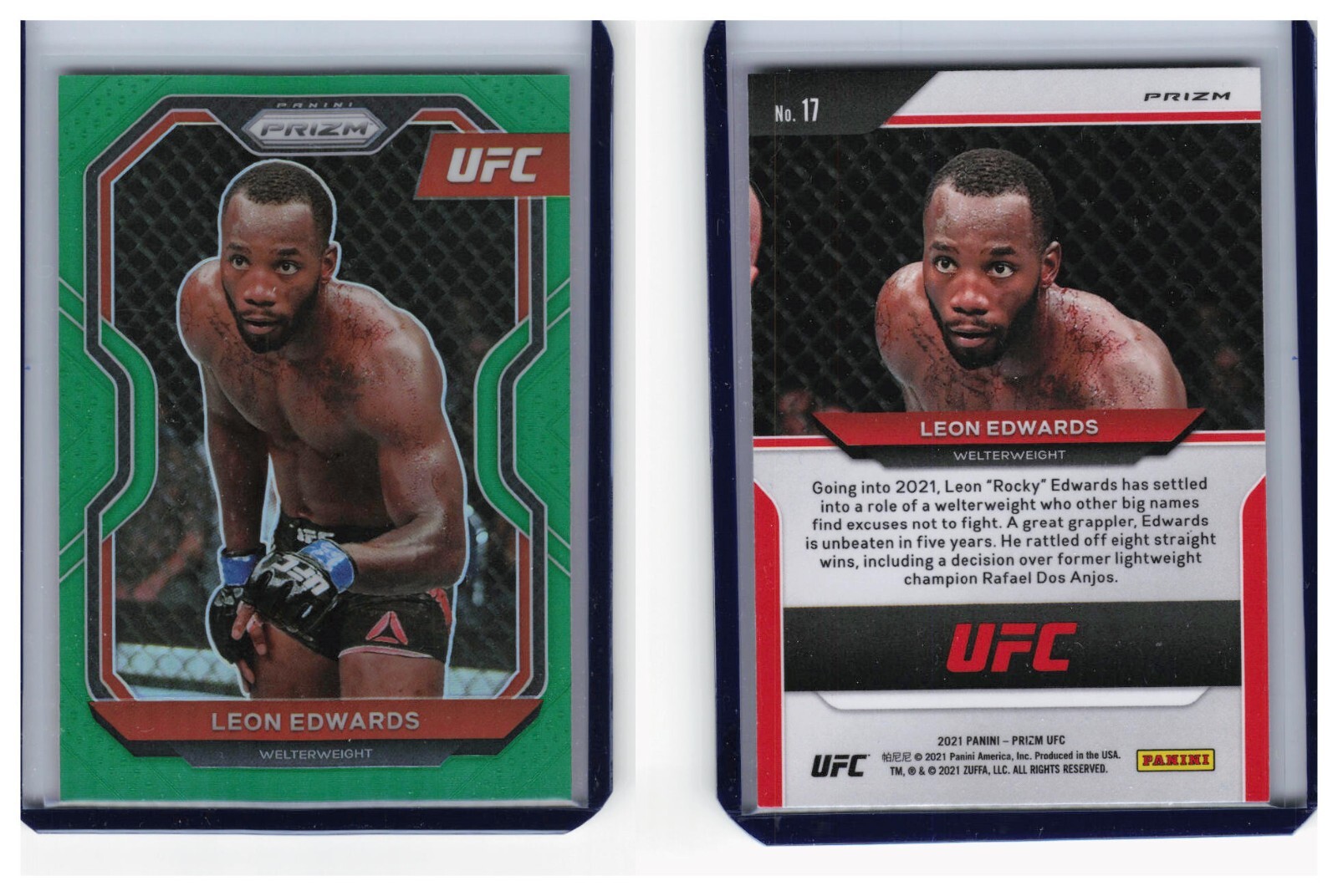 2021 Panini Prizm UFC Green Rookie #17 Leon Edwards