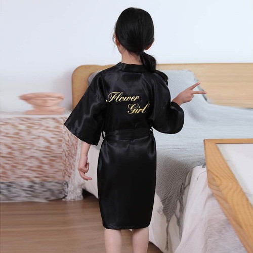 Toddler Baby Kids Girls Solid Silk Satin Kimono Robes Bathrobe Sleepwear Clothes - Picture 17 of 23