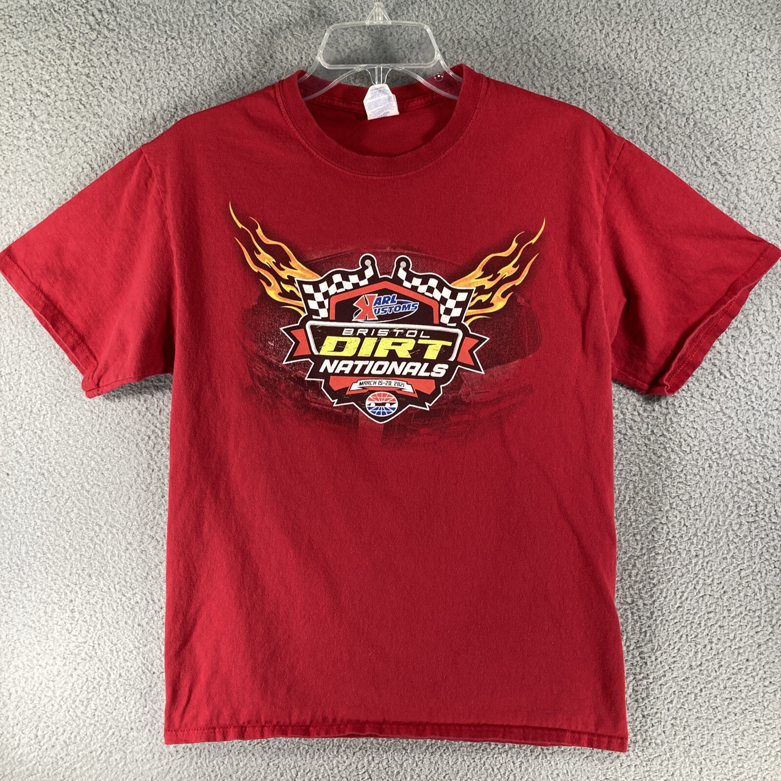2021 NASCAR Bristol Dirt Nationals Red Cotton T-Shirt Adult Medium Short Sleeve