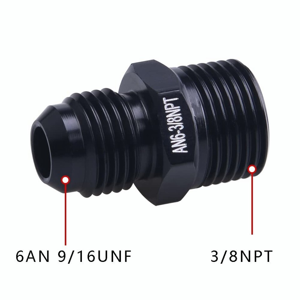 4-Pack 6AN Flare Male To 3/8 NPT Adapter Fittings – Straight, Bare Aluminum – By CNRAQR