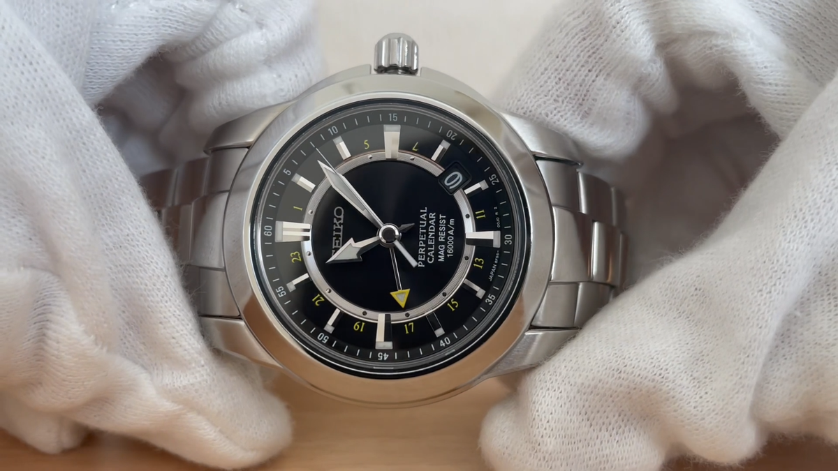 As-is SEIKO PERPETUAL CALENDAR 8F56-00F0 Quartz GMT Black