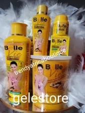 4pcs Belle Vie Curcuma (Turmeric)Body Lotion, Soap,Serum,Cream. Anti Dark Spots 