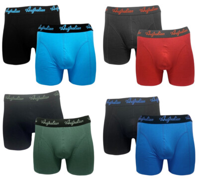 Australian Herren Boxershorts 2er Pack M L XL XXL unifarben Modell Bamboo Style