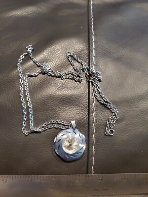 Vintage Princeton Royal Ladies Pendant Wind Watch Round 23'' Silver Tone Chain
