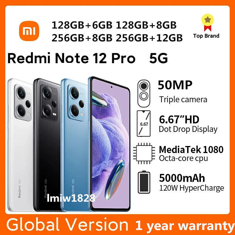 Xiaomi Redmi Note 12 Pro 5G 256GB Unlocked Android Global Xiaomi Redmi Note 12 Pro 5G 256GB Unlocked Android Global
