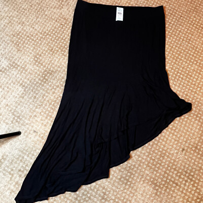 Torrid Black Asymetrical Maxi Skirt SZ 2 18/20 Plus Punk Festival