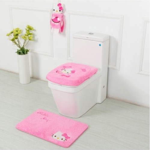 Juegos y accesorios de baño Hello Kitty - funda de asiento de inodoro alfombra de baño cepillo de dientes - Imagen 1 de 43