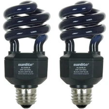 2 Pack Sunlite SL220 BLB Spiral CFL Light Bulb Medium Base Blacklight