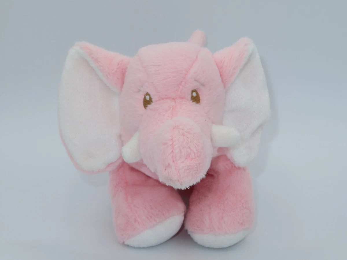 Baby Ganz Plush Pink Elephant Rattle BG1771 White Soft Stuffed