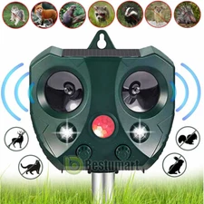 Solar Ultrasonic Power Pest Animal Repeller Repellent Garden Cat Dog Outdoor USA