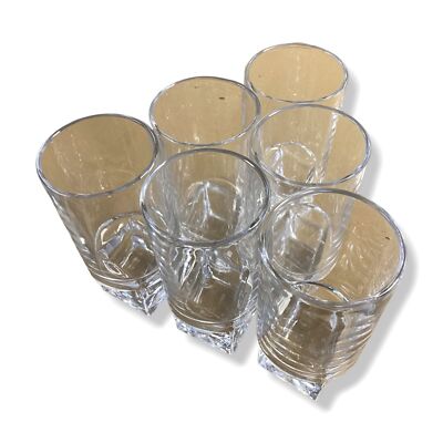 $60 GREG NATALE Rubell Clear Polished Highball Drinking Glasses Set of 6