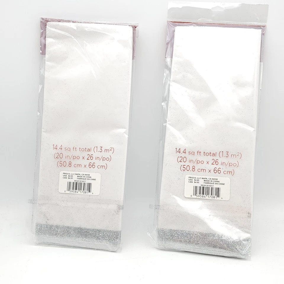 PAPYRUS Tissue Paper White with Silver Glitter Lining 8 Sheets - Image 4 of 4