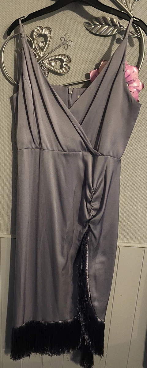 River island hotsell silver fringe dress