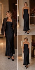 NWT Show Me Your Mumu Taylor Tube Maxi Dress Black Size S Strapless Satin