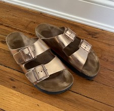 Papillio by Birkenstock Arizona Flex Platform Copper Women's Sandals Sz 38