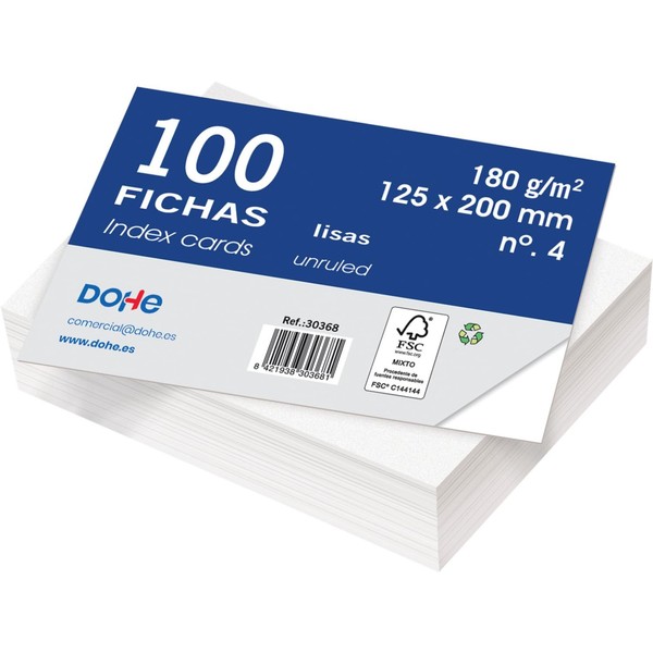 Dohe Karteikarten 100 Stk - 20X125Cm 180G Karton Weiß BüRomaterial-image
