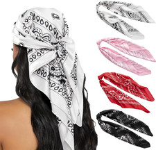 4PCS Head Scarf for Women 35  Head Scarves Silk Like Satin Neck Scarfs Square Ba