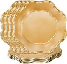 Set of 12 Antique Gold Charger Plates 13" Round Embossed Chargers Dinner Plates
