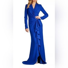 Tadashi Shoji Mystic Blue Markum Draped Gown Size Small 438