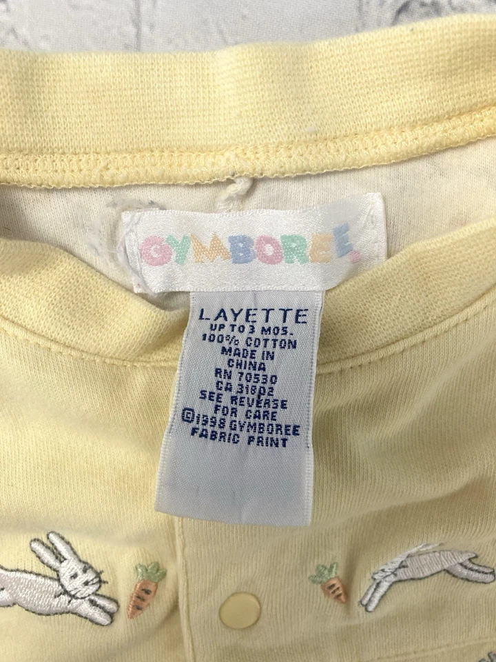 De Colección Infantil Recién Nacido - 3 Meses Gymboree Layette Unisex Conejo 1998 Una Pieza Foto 2 de 4