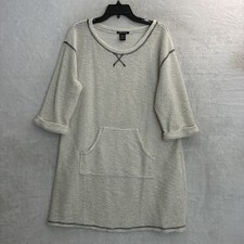 Robert Louis Womans Sweater Dress Beige Solid Large Cotton Blend Long Sleeve