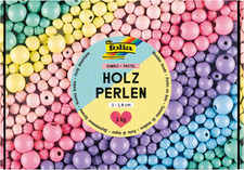 22993 - Perline Di Legno JUMBO PASTEL, 1 Kg Di Perline Di Legno per Artigianato 