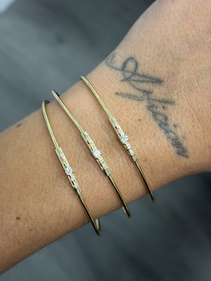 MAUBOUSSIN PARIS 18k Yellow Gold & Diamond Trio of Bangle Bracelets 1980s