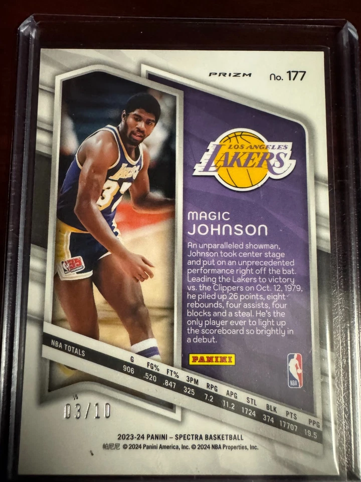2023 - 24 帕尼尼 Spectra - 壮观首演魔术师约翰逊 #177 金 Prizm /10 — 第 4/4 张图片