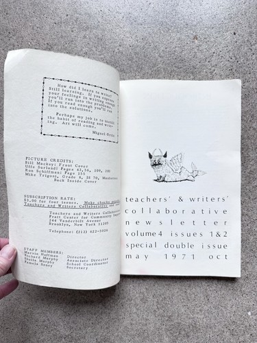 Teachers & Writers Collaborative Newsletter Volume 4, Issues 1 & 2 1971 literary - Picture 2 of 9