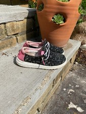 Hey Dude Girls Shoes Wendy Youth Unicorn Notebook Black Lightweight Slip-On Y1