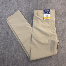 New Izod Pants Kids 14 Approved Schoolwear Beige Solid 28x27 Polyester Stretch