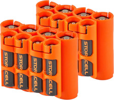AA AAA Combo Battery Storage Caddy and Dispenser Pack of 2 , Orange, Holds 4