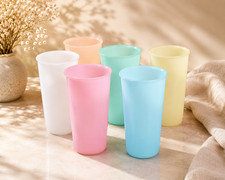 VTG Tupperware Pastel Juice Cups Tumblers Set Of 8 Made In USA