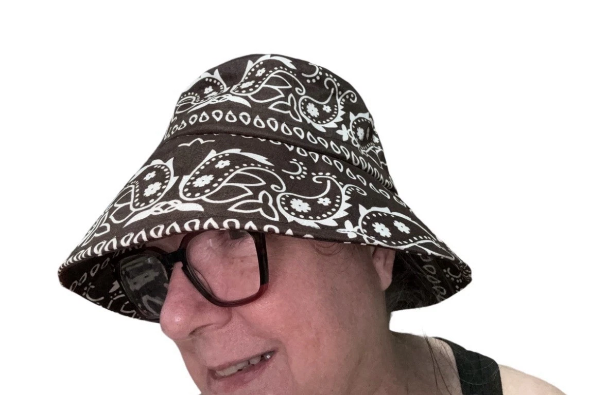 Bucket Hat Bandana Chocolate Cotton Adjusts Lined NWT Unisex Gift Festival Wear