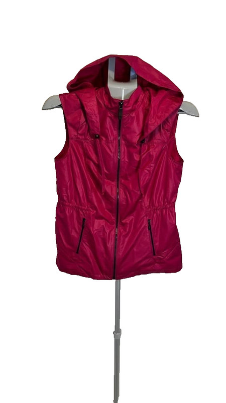 Zenergy by Chicos Magenta Pink Hooded Full Zip Active Vest Size 0 (small)