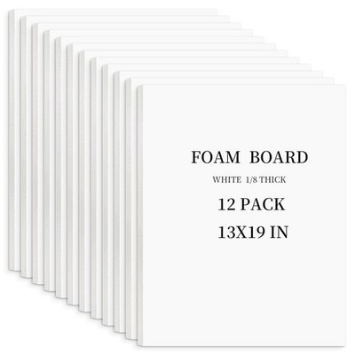 Acid-Free 12 Pack 13x19 White Foam Board Sheets 1/8 Thick Poster Photo Mounting