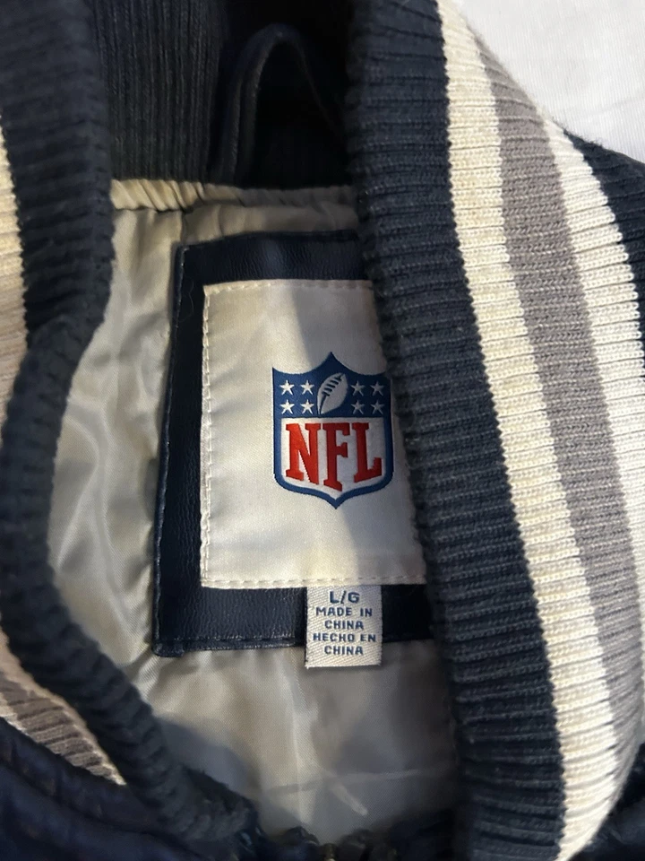 Chaqueta de cuero de jugador profesional de los Dallas Cowboys de colección para hombre XL azul 1994 NFL fútbol americano Foto 3 de 4