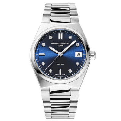 Frederique Constant Uhr Highlife Ladies Quarz blaues Zifferblatt Diamanten FC-24