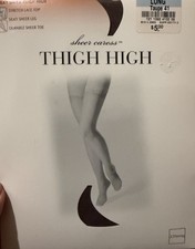J C Penney Sheer Caress Thigh High Taupe 41 LONG Stretch Lace Top Hosiery New