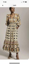 Anthropologie New Farm Rio Tropical Sunshine V-Neck Dress Size Large NWT