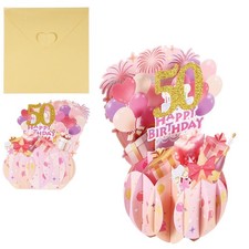 50th Birthday Card, 50 Years Old Funny Birthday Card, Style 2 Gold Pink