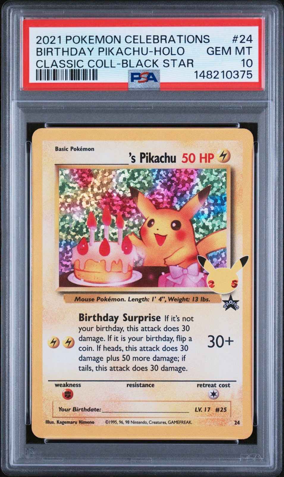 Birthday Pikachu PSA 10 Celebrations Classic Pokemon Card 24 2021
