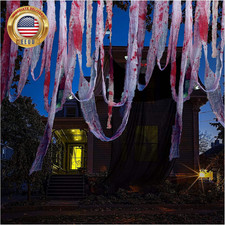 118 Ft 2 Sizes Halloween Bloody Cloth Decorations, Scary Creepy Cloth Gauze       