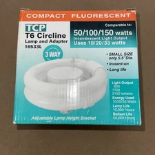 TCP 16533L T6 Circline Lamp & Adaptor 3 Way Fluorescent 33W 120V - New