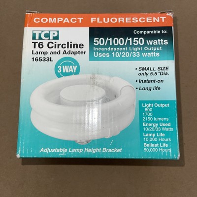 TCP 16533L T6 Circline Lamp & Adaptor 3 Way Fluorescent 33W 120V - New