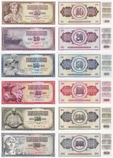 Yugoslavia 10-1000 Dinara 1965-1981 P 87b 85(2) 83b 80c 84b 92d UNC Set 6 pcs NR