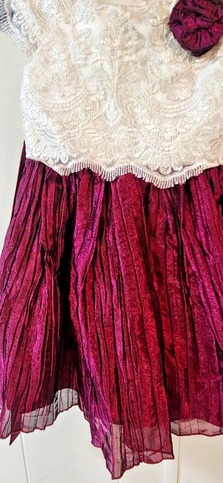 Vestido Jona Michelle Niñas Marfil Popover Niveles Metálico Fantasioso-Talla 6 Navidad Foto 4 de 4